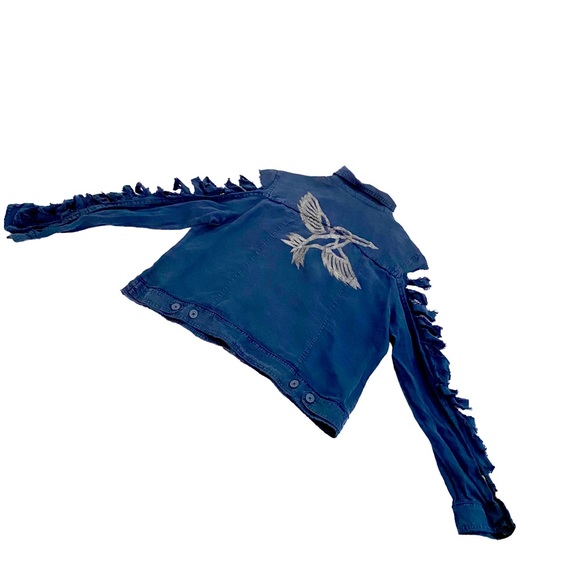 Tommy Bahama Blue Silver Bird Design Two Palms Linen Raw Edge Reworked Jacket,XL - Picture 3 of 16